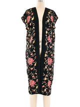 Floral Embroidered Silk Duster Jacket arcadeshops.com