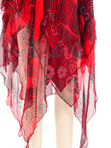 Zandra Rhodes Hand Painted Floral Ruffle Dress Dress arcadeshops.com