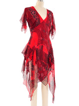 Zandra Rhodes Hand Painted Floral Ruffle Dress Dress arcadeshops.com