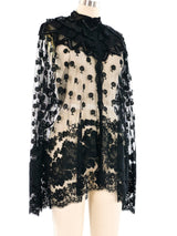 Sequin Accented Sheer Lace Blouse Top arcadeshops.com