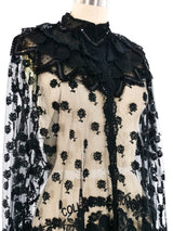 Sequin Accented Sheer Lace Blouse Top arcadeshops.com