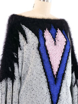 Angora Trimmed Heart Motif Sweater Top arcadeshops.com