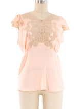 1940's Pastel Silk Pajama Top Top arcadeshops.com