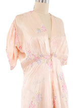 1930's Floral Printed Satin Gown Dress arcadeshops.com