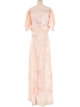 1930's Floral Printed Satin Gown Dress arcadeshops.com