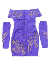 1980's Purple Off the Shoulder Party Dress Dress arcadeshops.com