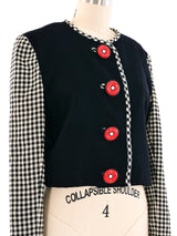 Checkered Cropped Jacket Jacket arcadeshops.com