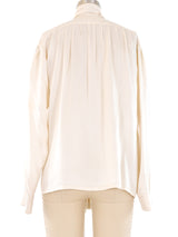 Yves Saint Laurent Ivory Silk Charmeuse Blouse Top arcadeshops.com
