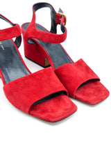 Celine Red Suede Heeled Sandal, 36 Accessory arcadeshops.com