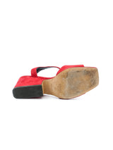 Celine Red Suede Heeled Sandal, 36 Accessory arcadeshops.com