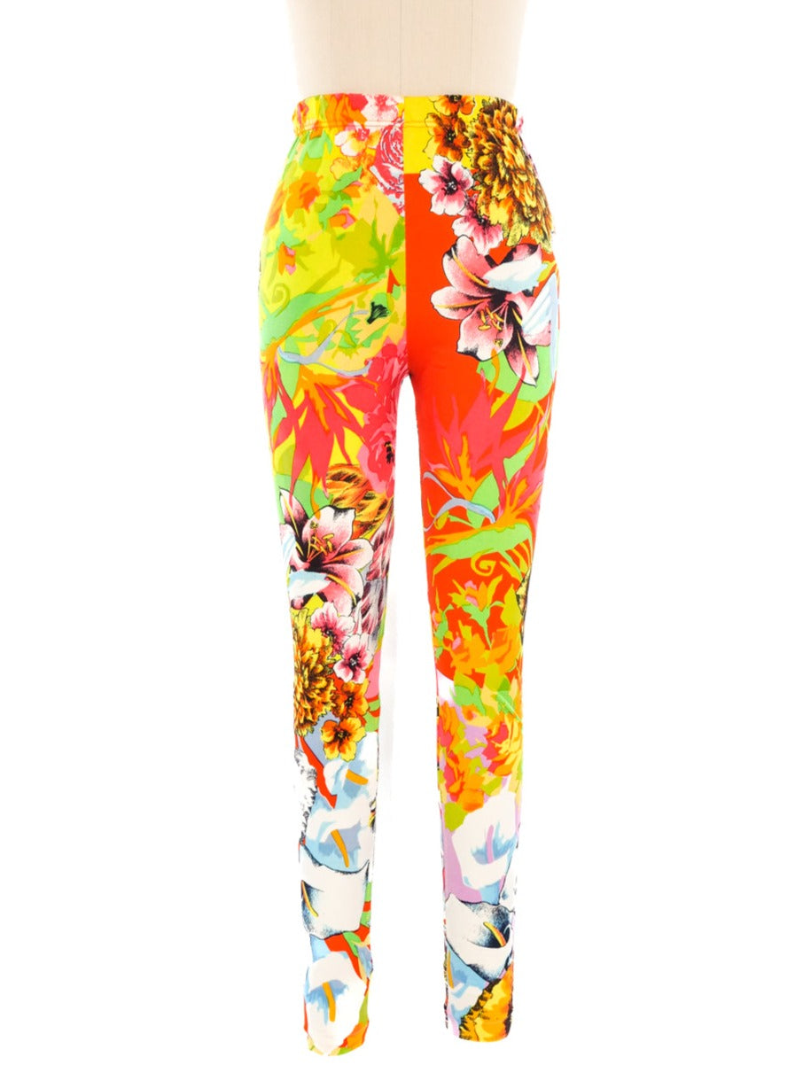 Versace Floral Printed Leggings