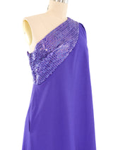 Estevez Sequin Trimmed One Shoulder Gown Dress arcadeshops.com