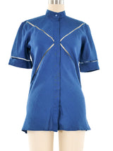 Gucci Cerulean Linen Blouse Top arcadeshops.com
