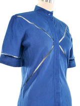 Gucci Cerulean Linen Blouse Top arcadeshops.com