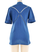 Gucci Cerulean Linen Blouse Top arcadeshops.com