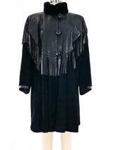Yves Saint Laurent Fringed Leather and Suede Swing Coat Outerwear arcadeshops.com