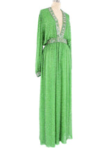 1960s Beaded Green Silk Jumpsuit Jumpsuit arcadeshops.com