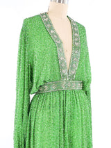 1960s Beaded Green Silk Jumpsuit Jumpsuit arcadeshops.com