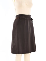 Salvatore Ferragamo Chocolate Wool Pleated Skirt Bottom arcadeshops.com