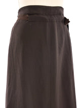 Salvatore Ferragamo Chocolate Wool Pleated Skirt Bottom arcadeshops.com