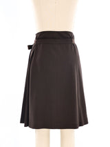 Salvatore Ferragamo Chocolate Wool Pleated Skirt Bottom arcadeshops.com