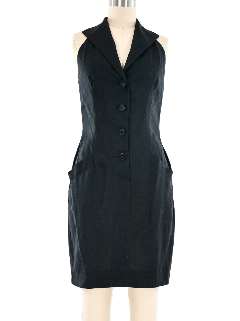 knee length dresses for ladies Donna Karan Linen Halter Dress
