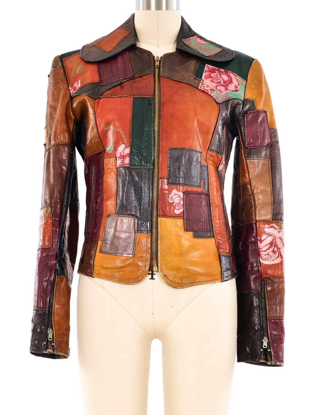 Vintage patchwork hot sale leather jacket