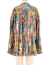 Metallic Floral Printed Blouse Top arcadeshops.com