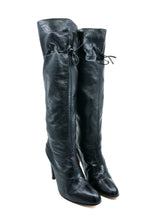 Black Leather Drawstring Boots, 10 Accessory arcadeshops.com