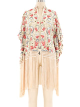 Floral Embroidered Fringed Shawl Jacket arcadeshops.com