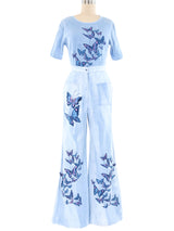 1970's Butterfly Printed Denim Ensemble Suit arcadeshops.com