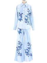 1970's Butterfly Printed Denim Ensemble Suit arcadeshops.com