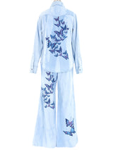 1970's Butterfly Printed Denim Ensemble Suit arcadeshops.com