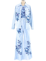 1970's Butterfly Printed Denim Ensemble Suit arcadeshops.com