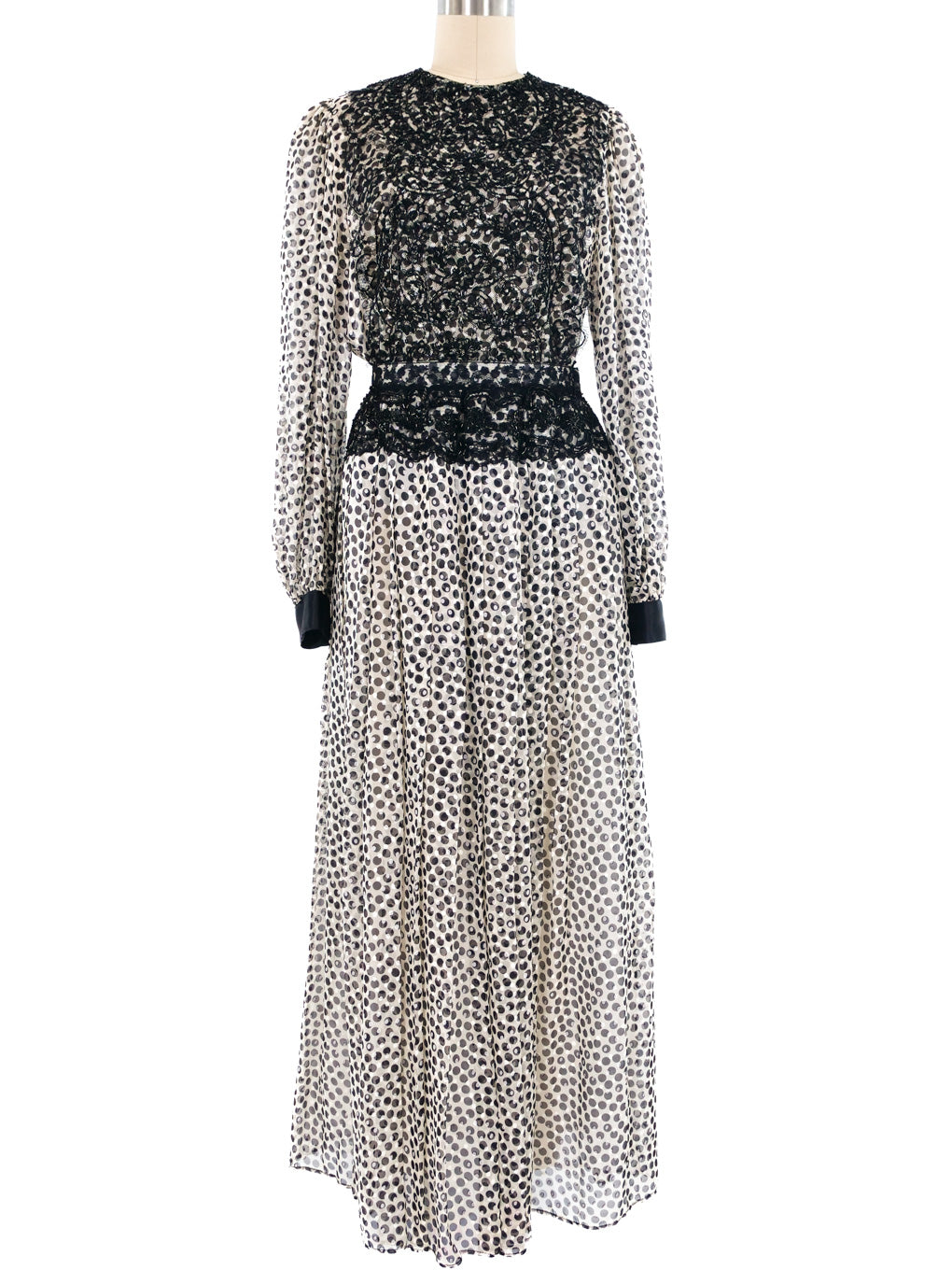 chinese dress ladies Oscar de La Renta Lace Trimmed Polka Dot Ensemble