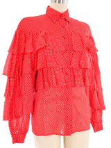 Nina Ricci Polka Dot Ruffle Blouse Top arcadeshops.com