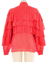 Nina Ricci Polka Dot Ruffle Blouse Top arcadeshops.com