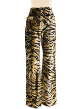 Yves Saint Laurent Animal Printed Velvet Trousers Bottom arcadeshops.com