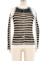 Jean Paul Gaultier Mesh Panel Knit Cardigan Top arcadeshops.com