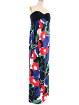 Ungaro Strapless Floral Printed Silk Dress Dress arcadeshops.com