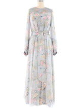 Hanae Mori Bead Accented Floral Silk Caftan Dress arcadeshops.com