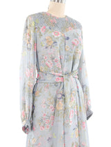 Hanae Mori Bead Accented Floral Silk Caftan Dress arcadeshops.com