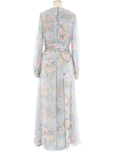 Hanae Mori Bead Accented Floral Silk Caftan Dress arcadeshops.com