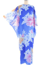 Hanae Mori Angel Sleeve Floral Printed Silk Caftan Dress arcadeshops.com