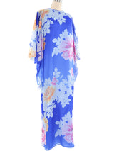 Hanae Mori Angel Sleeve Floral Printed Silk Caftan Dress arcadeshops.com