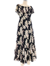 Valentino Floral Printed Silk Chiffon Ruffle Dress Dress arcadeshops.com