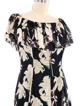 Valentino Floral Printed Silk Chiffon Ruffle Dress Dress arcadeshops.com