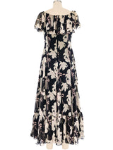Valentino Floral Printed Silk Chiffon Ruffle Dress Dress arcadeshops.com