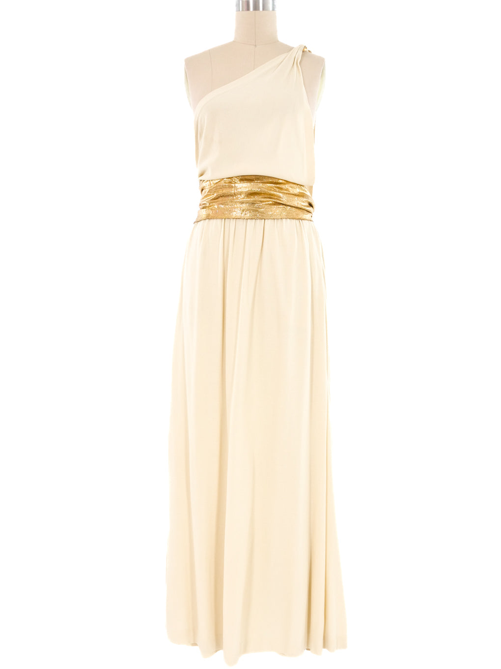 1975 Yves Saint Laurent One Shoulder Draped Gown