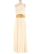 1975 Yves Saint Laurent One Shoulder Draped Gown Dress arcadeshops.com